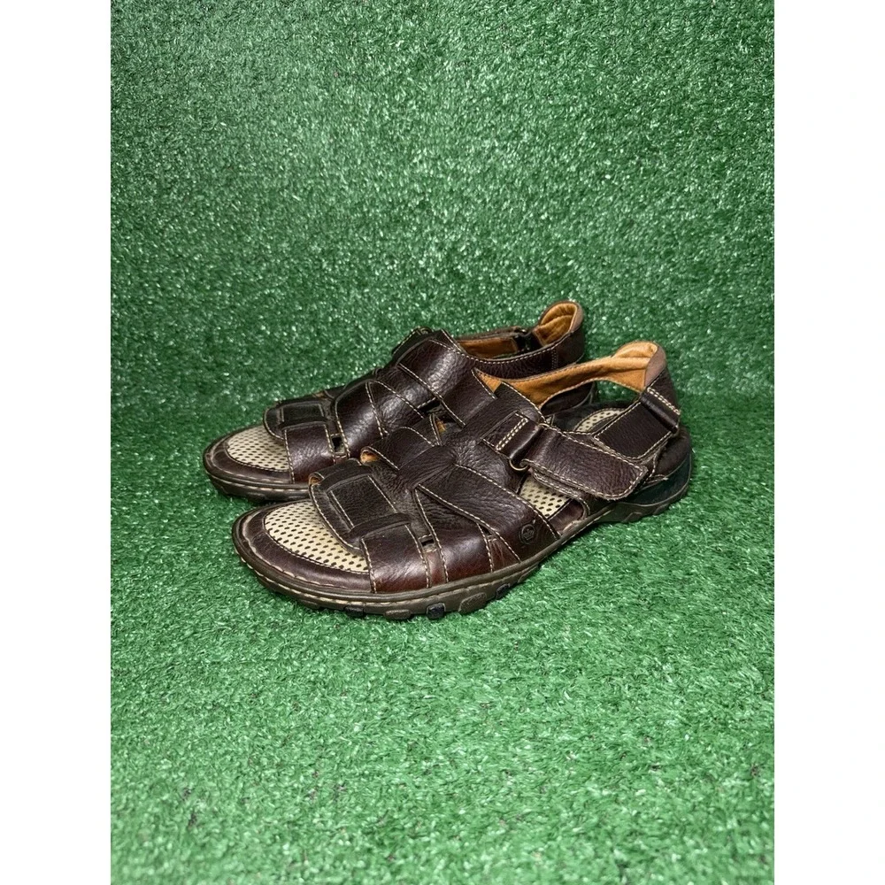 Born Sandals Mens Size 10 US 44 EU Brown Leather Fisherman Comfort Shoe Strappy